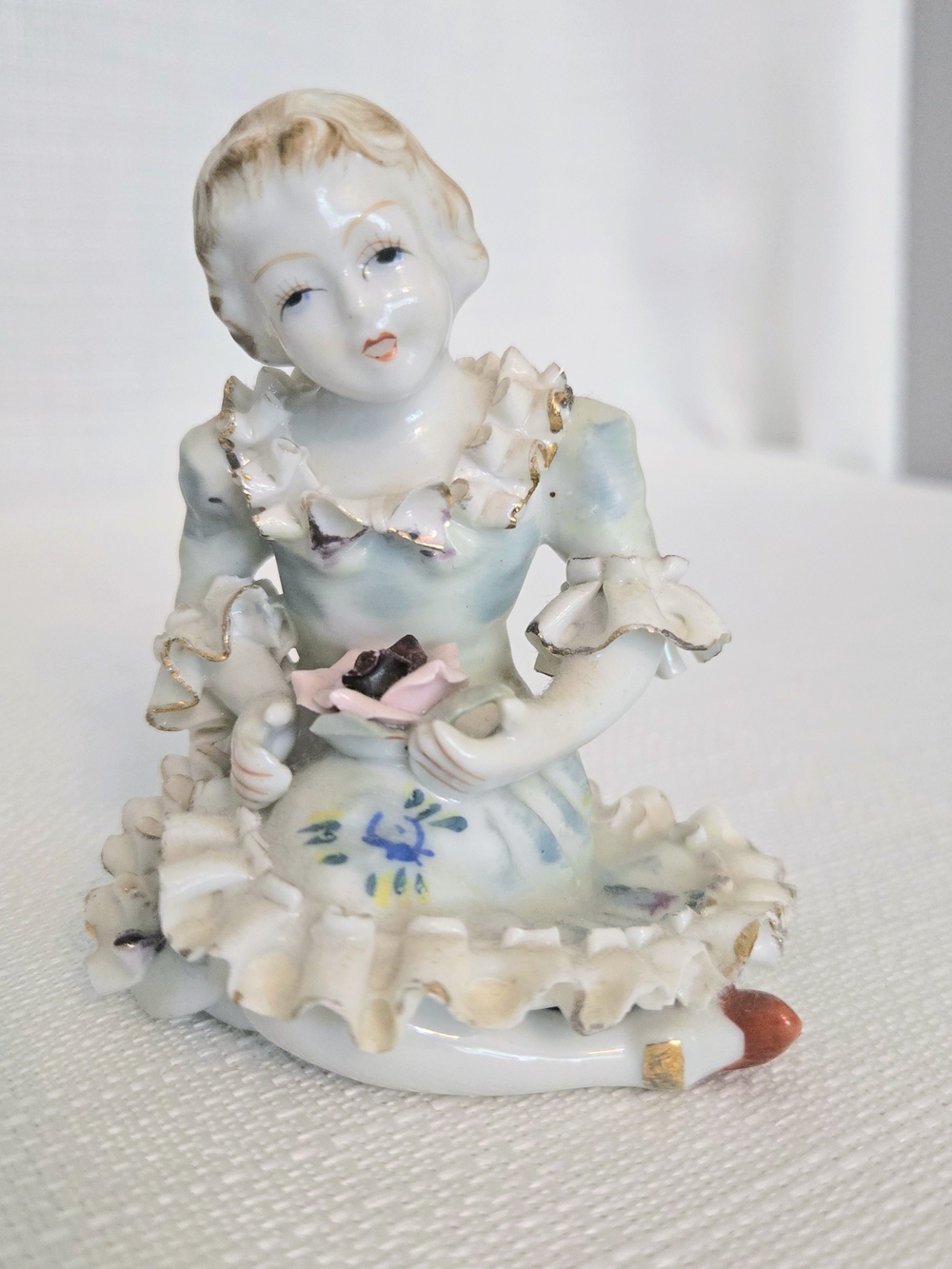 Vtg Holt Howard Figurine Porcelain Victorian Girl Ruffled Lace Dress Japan